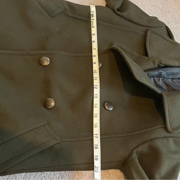 Zara Men's Double-Breasted Olive Green Pea Coat - Picture 8 of 16